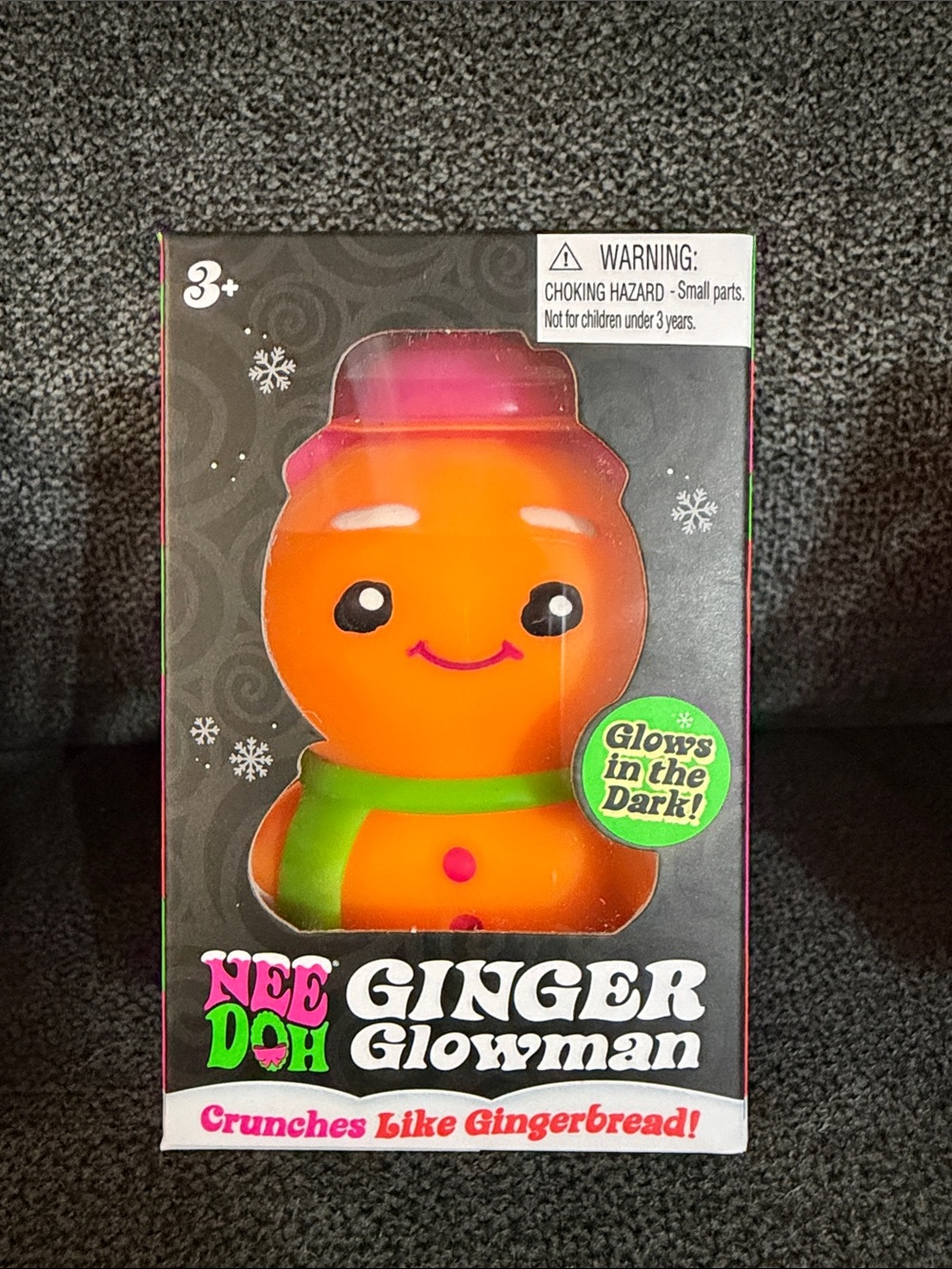 NeeDoh ULTRA RARE Ginger Glowman Squishmas Toy Orange with Pink, Green & Purple - Picture 8 of 9